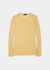 Ladies Cotton Cashmere Crew Neck Jumper In Solar