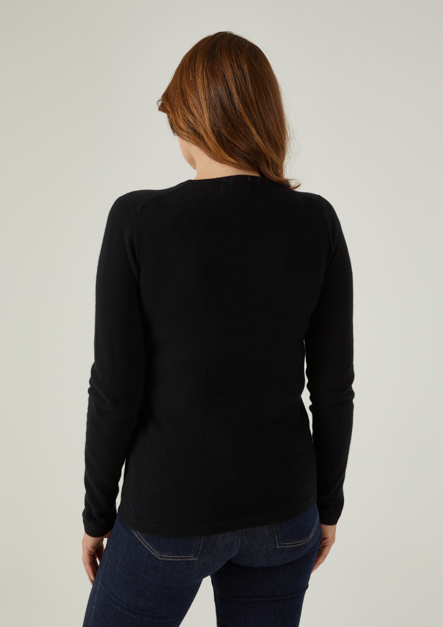 Ladies Geelong Lambswool Crew Neck Jumper In Black