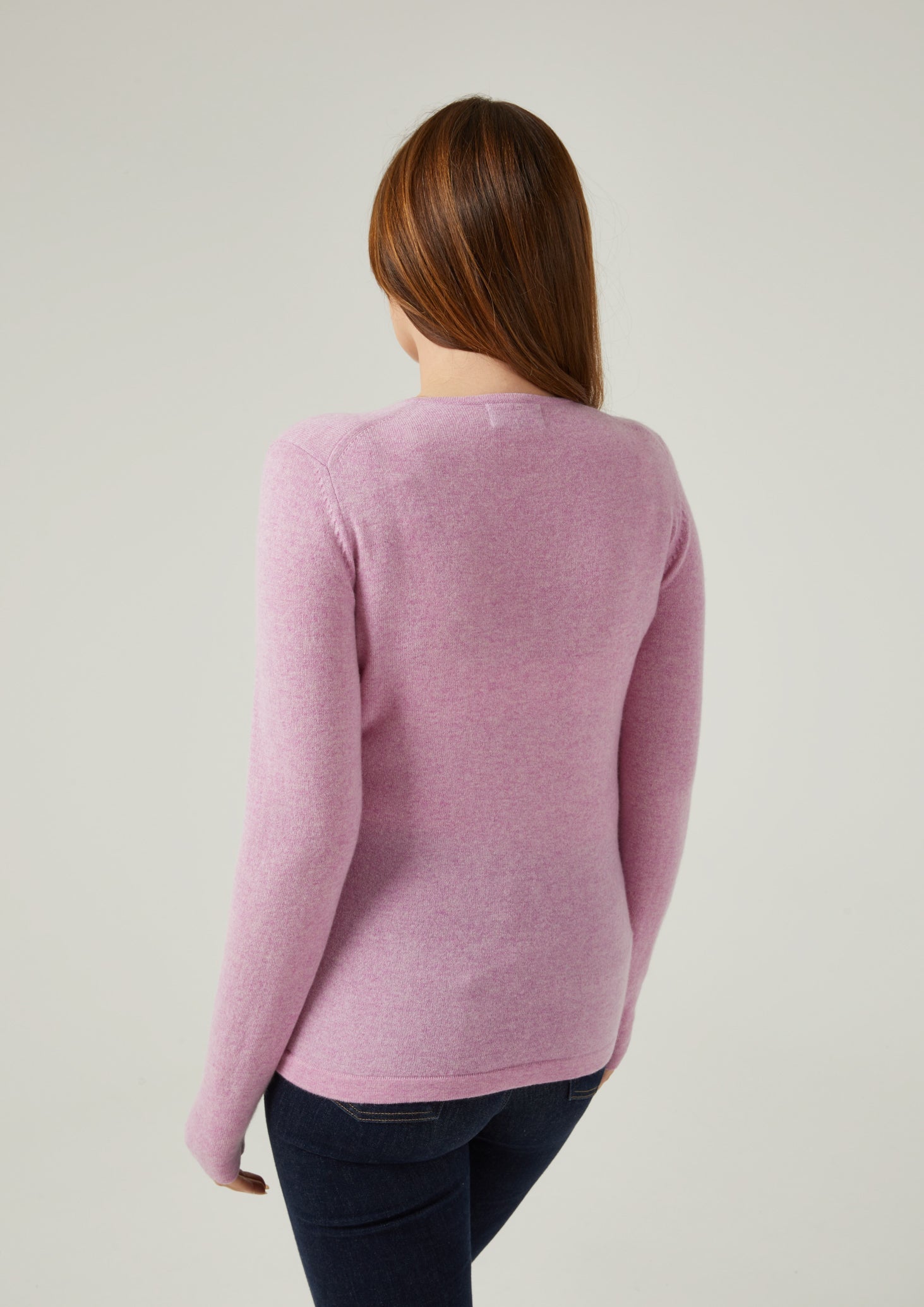 Ladies Geelong Lambswool Vee Neck Jumper In Flamingo