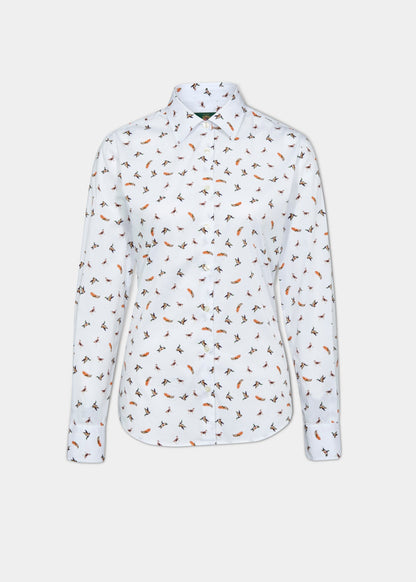 ladies-printed-cotton-country-shirt-dog-duck-design