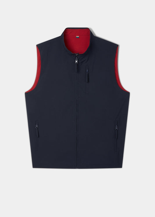 Lettoch Reversible Lightweight Summer Gilet In Navy and Red