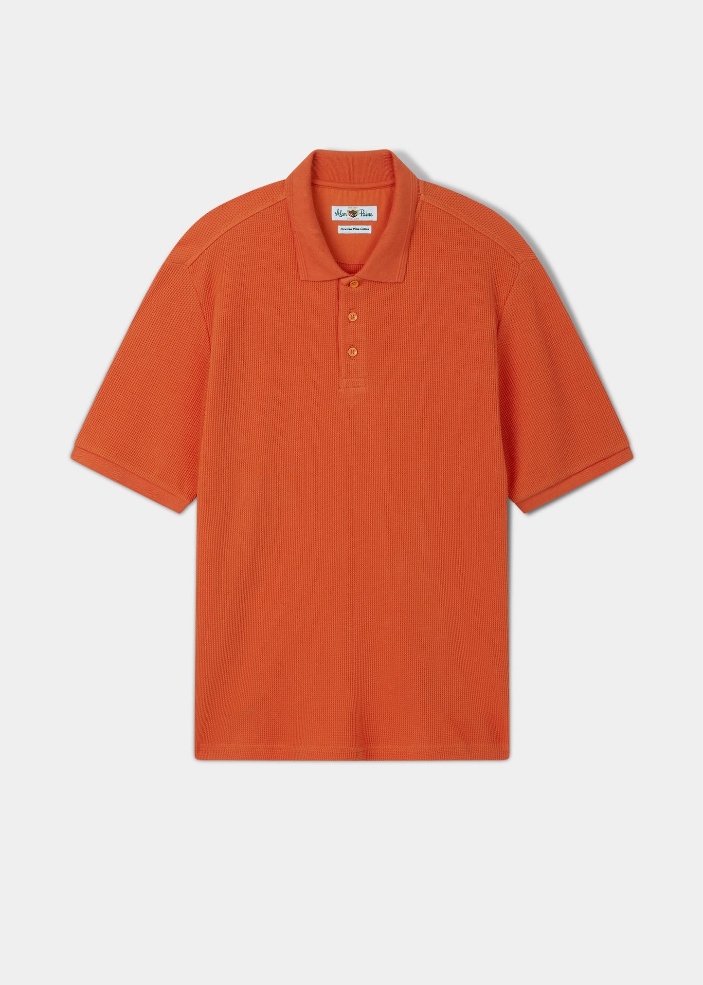 Whitwell Short Sleeve Waffle Stitch Polo In Amber