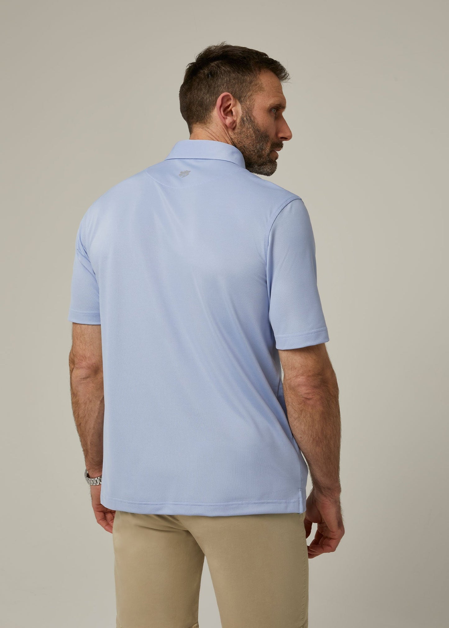 Men's 3 button polo shirt in light blue