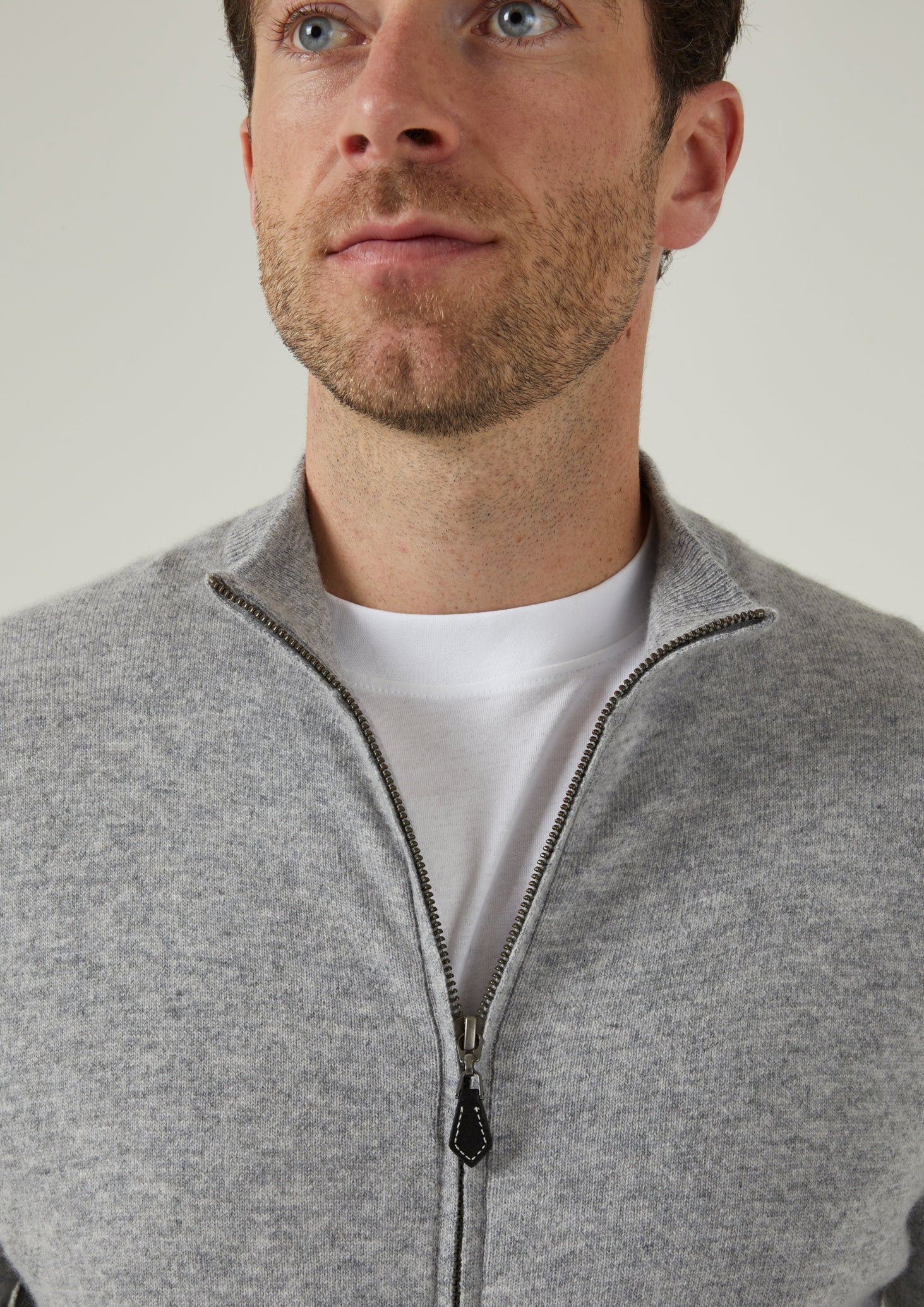 Midhurst Full Zip Jumper In Silver